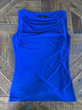 The Limited Royal Blue Ruched Neck Tank Top